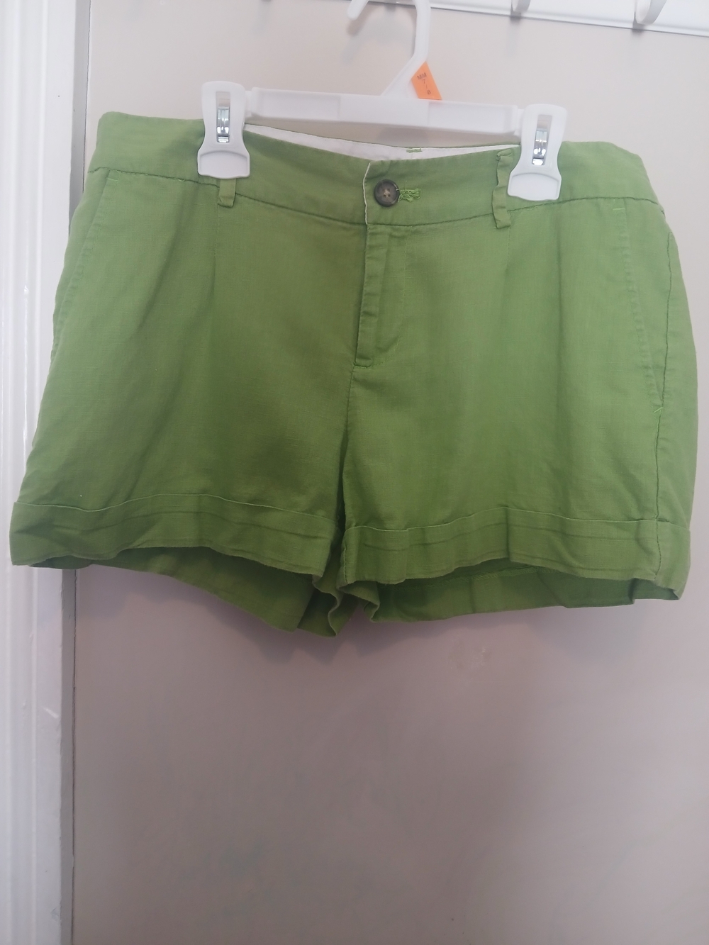 Banana Republic Lime Green Tailored Cotton Linen Blend Shorts